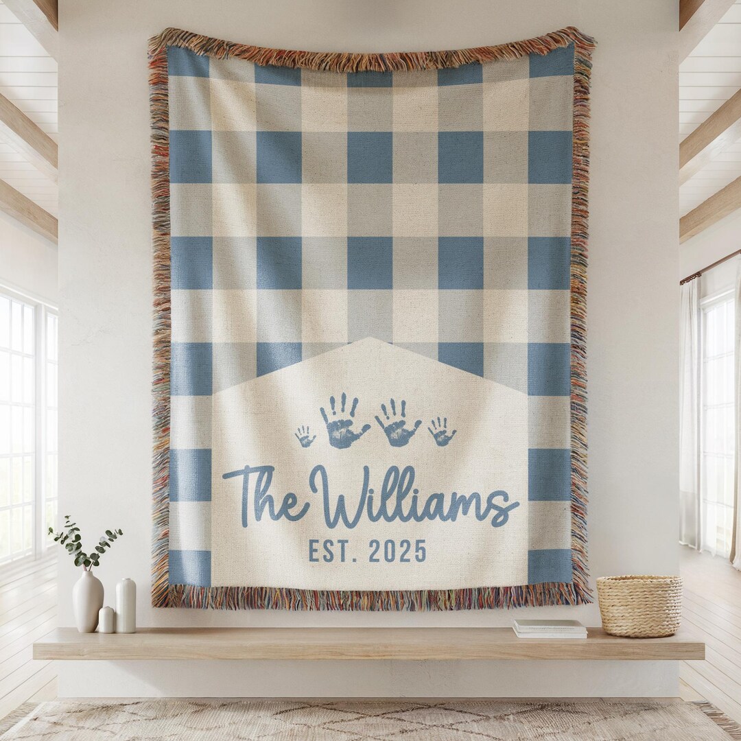 Personalized Woven Throw Blanket, Custom Family Name Blanket, Wedding ...