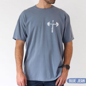 Comfort Colors® Christian Gym Cross, Lift Heavy Pray Hard Shirt, Faith Based Workout Top, Jesus And Fitness Apparel, Religious Gift For Men image 7