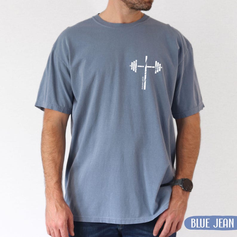 Comfort Colors® Christian Gym Cross, Lift Heavy Pray Hard Shirt, Faith Based Workout Top, Jesus And Fitness Apparel, Religious Gift For Men image 7