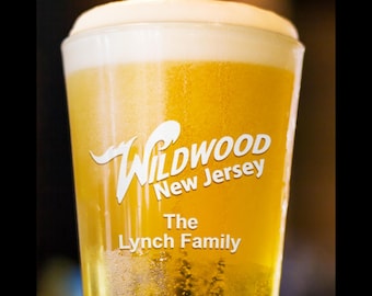 Wildwood N.J. Personalized Glass: Laser Etched 16 oz