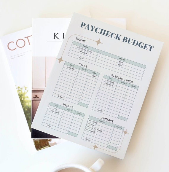 Paycheck Planner, PDF, Printable, US Letter, A6, A7