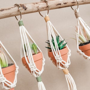 Rear View Mirror Plant Hanger | Rear View Mirror Car Accessories | Boho Car Charm | Mini Macrame Plant Hanger | Small Macrame Plant Hanger