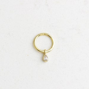 Aro colgante de oro macizo de 14 quilates • Aro con bisagra • Aro colgante para piercing de 16 g • Aro para cartílago con forma de lágrima • Piercing de caracol