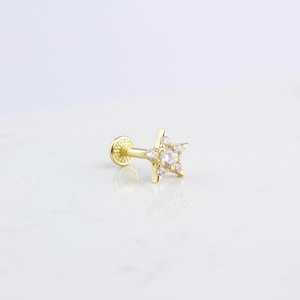 14K Solid Gold Star Tragus Piercing • Stud Ear Piercing •Dainty Star Tragus Piercing • 16G Minimalist Earring • Gold Star Stud Ear Piercing