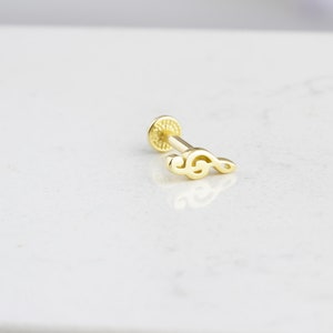 14K Solid Gold Treble Clef Tragus Piercing • Clef Note Earring • 16G Minimalist Tragus Piercing • Music Lover Cartilage Earring • Gift Her