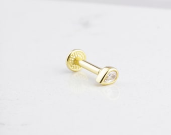 14K Solid Gold Drop TragusPiercing • 16G Tragus Piercing • Drop Stud Earring • Minimalist Drop Piercing • Stud Ear Piercing • Gold Piercing