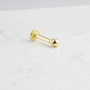 14K Solid Gold Round Tragus Piercing • 16G Gold Stud Piercing • Dainty Mini Roll Ball Piercing • Stud Ear Piercing •Minimalist Style Earring
