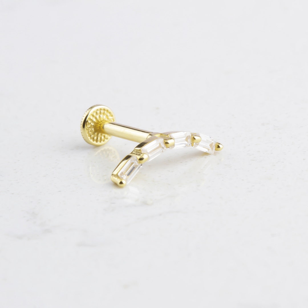 LOLIAS 14K Placcato Oro Orecchini In Acciaio Inox Orecchini Perno Per Donne Cartilagine Helix Conch Trago Piercing Gioielli Piccola Vite Dainty CZ Orecchini Set Per Piercing