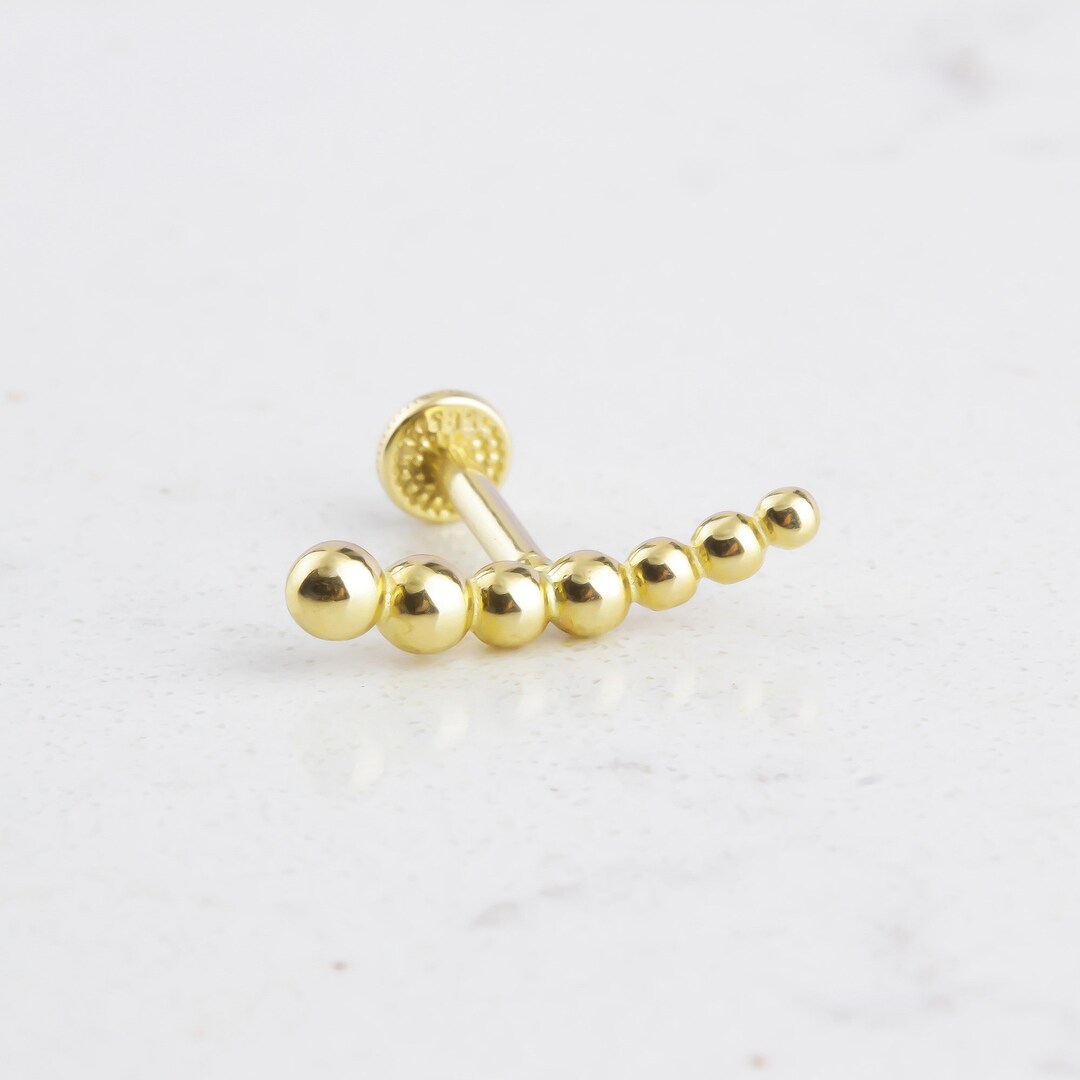 14K Solid Gold Roll Ball Piercing Minimalist Piercing Jewelry 16G Ball