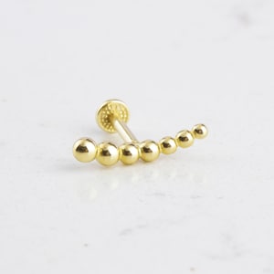 Piercing boule en or massif 14 carats • Bijoux de piercing minimalistes • Clous d'oreille boule 16 G • Piercing tragus multi-ronds • Piercing oreille clou