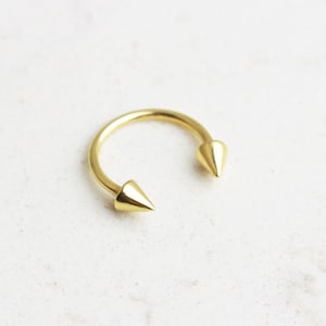 14K Solid Gold Spike Cone Rook Earring • Minimalist Daith Conch Piercing • 16G Half Ring Earring • Nose Hoop Piercing • Cartilage Earring