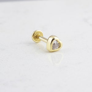 14K Solid Gold Heart Piercing • 16G Heart Gold Cartilage Tragus Piercing • Gold Love Stud Ear Piercing • Anniversary Gift • Piercing Jewelry