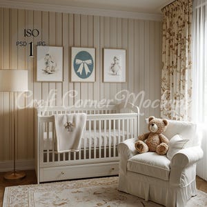 Nursery Frame Mockup for Baby Room with Three Frames, Neutral Nursery Mockup DIN A Nursery Frame Mockup, Set of 3 Wall Art Nursery Interior