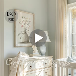 Vertical Frame Mockup Video, Nursery Video Frame Mockup, Video Poster Mockup, Video Nursery Mockup Animated Video Frame, PSD Mockup Reel