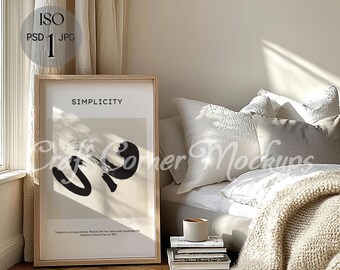 Floating Frame Mockup, DIN A Vertical Frame Mockup, Picture Frame Mockup,Bedroom Frame Mockup, Photoshop Poster Mockup, Interior Mockup, PSD