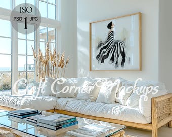 Horizontal Beach House Art Frame Mockup, Beach House Frame Mockup,Beach Frame Mockup, Beach House Art Mockup, ISO Summer Frame Mockup, PSD