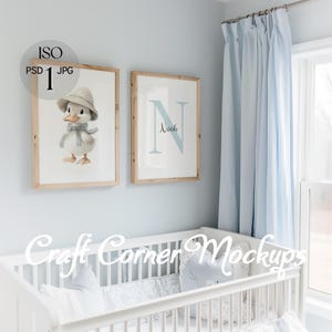 Nursery Frame Mockup for Baby Boy Room with Two Frames, Nursery Mockup DIN A Nursery Frame Mockup, Set of 2 Wall Art Nursery Interior PSD