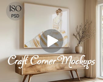 Video Rahmen Mockup, Horizontaler Mockup Rahmen Animierter Rahmen Mockup Innenrahmen Video Mockup Horizontale Wand Kunst Video Mockup Landschaft PSD