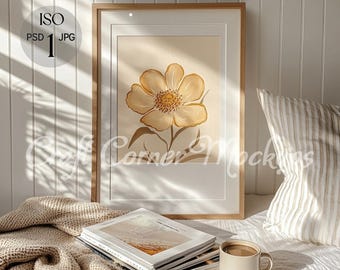 DIN A Vertical Frame Mockup, Bedroom Frame Mockup, Picture Frame Mockup, Template for Art, Digital Frame Portrait, Photoshop Poster Mockup