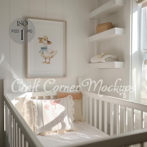 ISO Single Frame Nursery Mockup, Nursery Poster Mockup, Nursery Room Picture Mockup Neutral Nursery Mockup, Vertical Frame Mock up Pint PSD