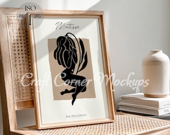DIN A Wood Frame Mockup, Thin Frame Mockup, Picture Frame Mockup,Template for Art Digital Frame Portrait, Poster Minimalist Frame Mockup PSD