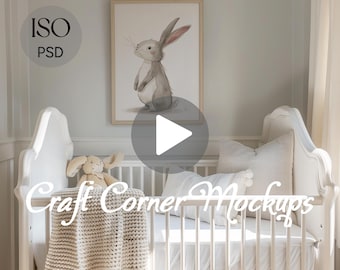 Nursery Frame Video Mockup, Animated Wall Art, A3 Vertical PSD