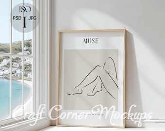Beach House Vertical Frame Mockup, Coastal Wall Art (PSD & JPG)