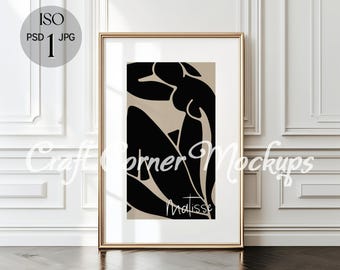 Gold Frame Mockup, Gold Frame Art Mockup, Gold Minimalist Frame Mockup, Elegant Frame Mockup DIN A Art Print, Gold Frame Wall Art Mockup PSD