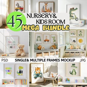 Kinderzimmer Rahmen Mockup Bundle 45 PSD | Kinderzimmer Wand Kunst Mockup Bundle | Kinderzimmer Mockup Bundle | Kinderzimmer Wand Poster Rahmen Mockup Mega Bundle