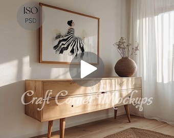 Video Rahmen Mockup, Horizontaler Mockup Rahmen Animierter Rahmen Mockup Innenrahmen Video Mockup Horizontale Wand Kunst Video Mockup Landschaft PSD
