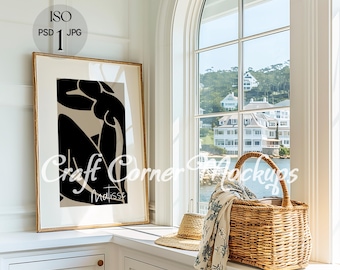 Beach House Frame Mockup, ISO Beach House Mockup,Beach House Art Frame Mockup, Beach Frame Mockup, Vertical Beach House Wall Art Mockup PSD