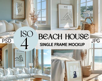 Coastal Frame Mockup Bundle, Beach House Decor (PSD)