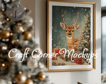 Christmas Frame Mockup, Minimalist Window, PSD, JPG (Digital Download)