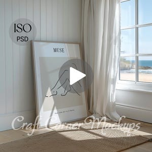 Video Frame Mockup DIN A, Summer Mockup Frame, Beach House Frame Animated Mockup, Vertical Frame Video Mockup, ISO Poster Mockup Video PSD