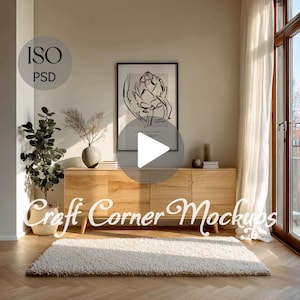 Video Frame Mockup, Vertical Mockup Frame Animated Frame Mockup Interior Frame Video Mockup Vertical Wall Art Video Mockup Landscape PSD