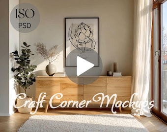 Video Frame Mockup, Vertical Mockup Frame Animated Frame Mockup Interior Frame Video Mockup Vertical Wall Art Video Mockup Landscape PSD