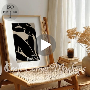 Vertical Frame Video Mockup, Vertical Frame Mockup, Video Mobile, Poster Mockup Video, Animated Mockup, Thin Wooden Frame, DIN A PSD Mockup