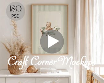 Video Frame Mockup Nursery, ISO Frame Video Mockup, Nursery Frame Animated Mockup, Vertical Frame Video Mockup,ISO Wall Art Video Mockup PSD