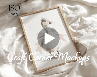 Wall Frame Mockup, Video Mockup for Wall Art, Single Frame Mockup Video, Flat Lay PSD Video Mockup, Animated Mockup Frame Video Mockup DIN A