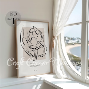 Beach House Frame Mockup, ISO Beach House Mockup,Beach House Art Frame Mockup, Beach Frame Mockup, Vertical Beach House Wall Art Mockup PSD