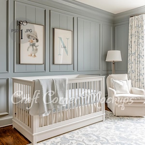 Nursery Frame Mockup for Baby Boy Room with Two Frames, Nursery Mockup DIN A Nursery Frame Mockup, Set of 2 Wall Art Nursery Interior PSD
