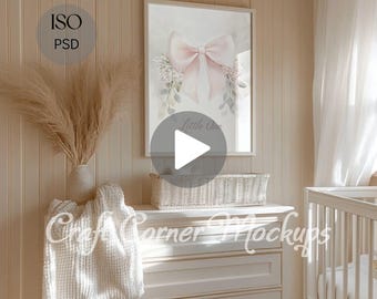 Video Frame Mockup Nursery, ISO Frame Video Mockup, Nursery Frame Animated Mockup, Vertical Frame Video Mockup,ISO Wall Art Video Mockup PSD