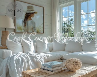 Landscape Frame Mockup PSD, Horizontal Wall Art Frame Mockup, Template for Art and Prints, Horizontal Frame Mockup, Digital Frame Mockup