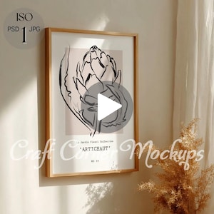 Vertical Frame Mockup Video, Vertical Frame Mockup, Video Mobile, Poster Mockup Video, Animated Mockup, Thin Wooden Frame, DIN A PSD Mockup