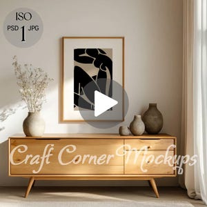Vertical Frame Video Mockup, Vertical Frame Mockup, Video Mobile, Poster Mockup Video, Animated Mockup, Thin Wooden Frame, DIN A PSD Mockup