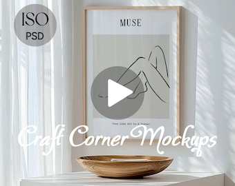 Animiertes Video Rahmen Mockup, Vertikales Poster, DIN A PSD