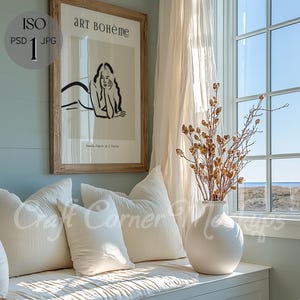 Beach House Frame Mockup, Coastal Frame Mockup, ISO Wall Frame Mockup,Vertical DIN A Frame Mockup Glass Reflection, Summer Frame Mockup,PSD