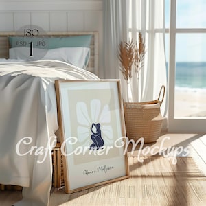Beach House Frame Mockup, ISO Beach House Mockup,Beach House Art Frame Mockup, Beach Frame Mockup, Vertical Beach House Wall Art Mockup PSD