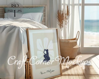 Beach House Frame Mockup, ISO Beach House Mockup,Beach House Art Frame Mockup, Beach Frame Mockup, Vertical Beach House Wall Art Mockup PSD
