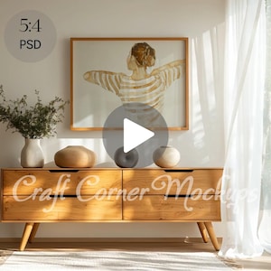 Video Frame Mockup, Horizontal Mockup Frame Animated Frame Mockup Interior Frame Video Mockup Horizontal Wall Art Video Mockup Landscape PSD